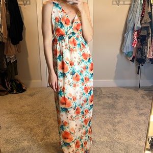 Tropical flower maxi dress